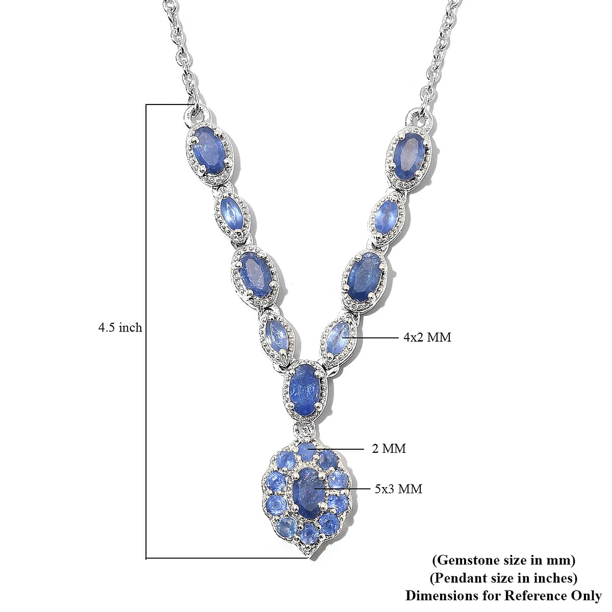 Blue Sapphire Necklace 20 Inches in Platinum Over Sterling Silver 7.10 Grams 2.50 ctw image number 5