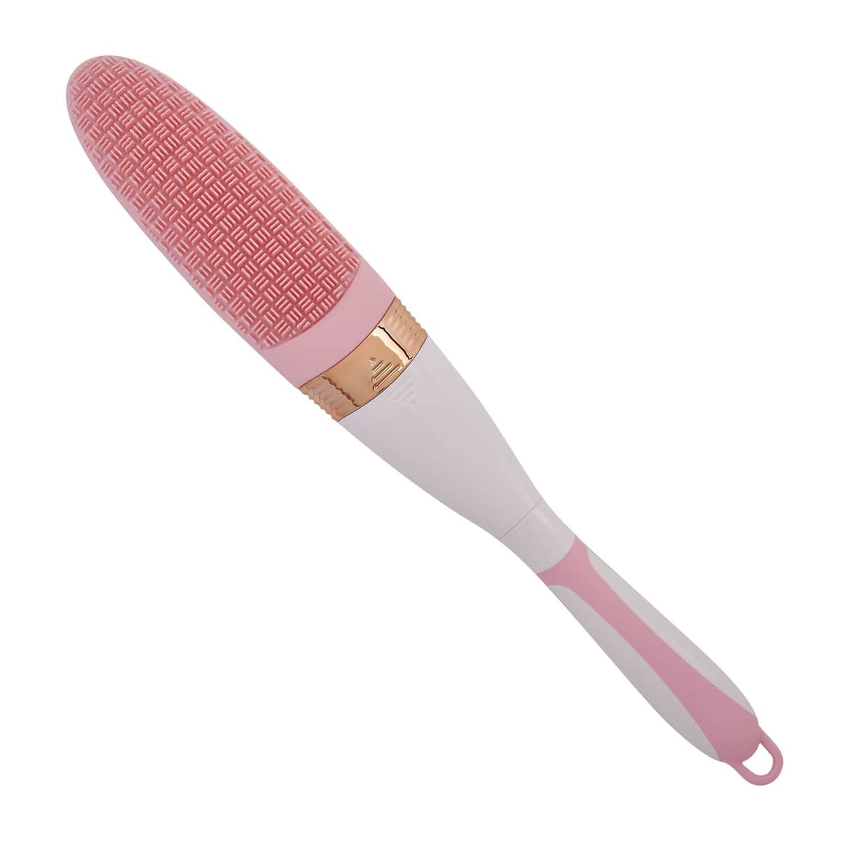 Electric Vibration Long Handle Silicone Bath Brush- Pink (16.9"x2.55"x1.57") (2AA Battery Not Incuded) image number 2