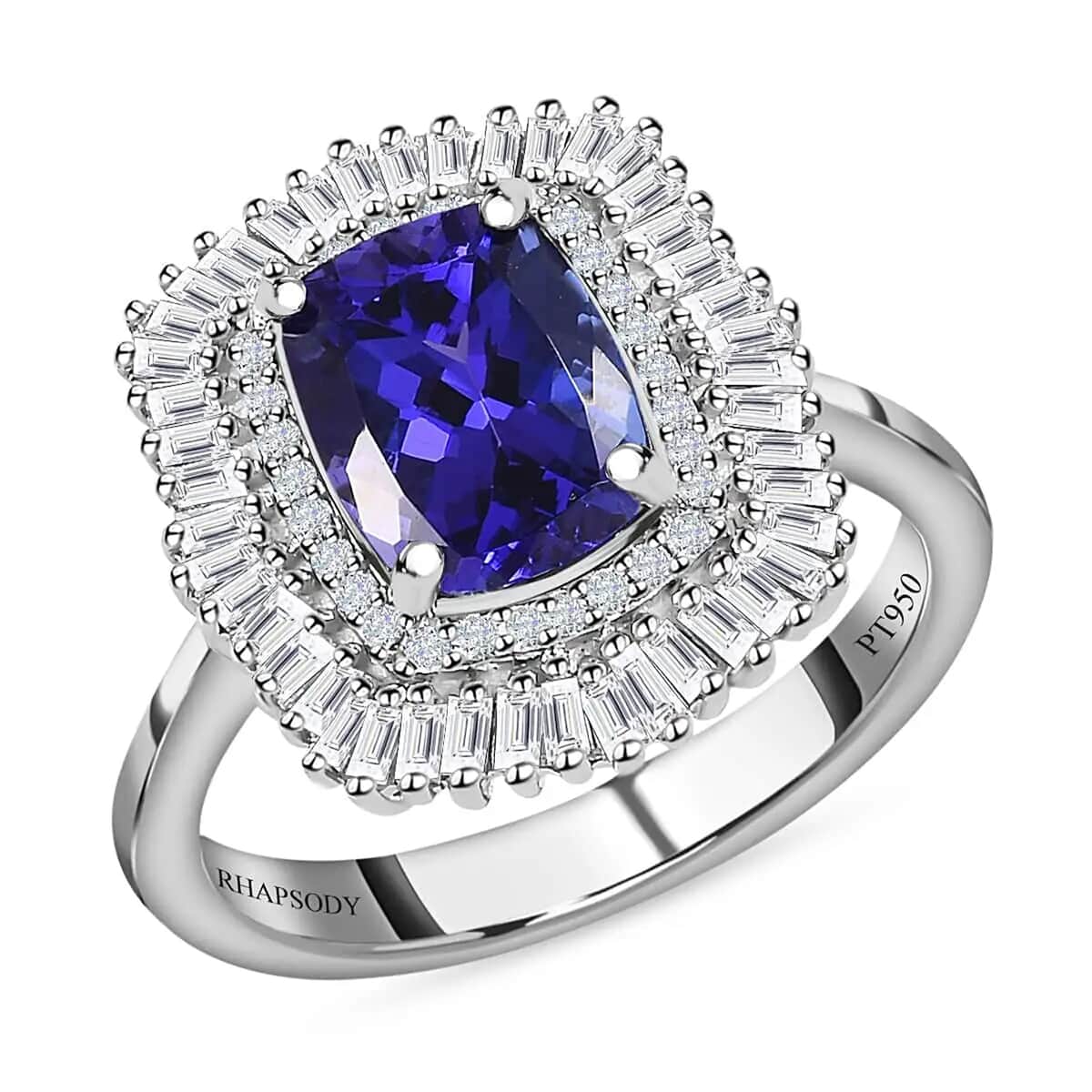 Rhapsody 950 Platinum AAAA Tanzanite and Diamond Cocktail Ring, Halo Ring, Cocktail Ring, Tanzanite Ring 5.85 Grams 3.35 ctw (Size 7.0) image number 0