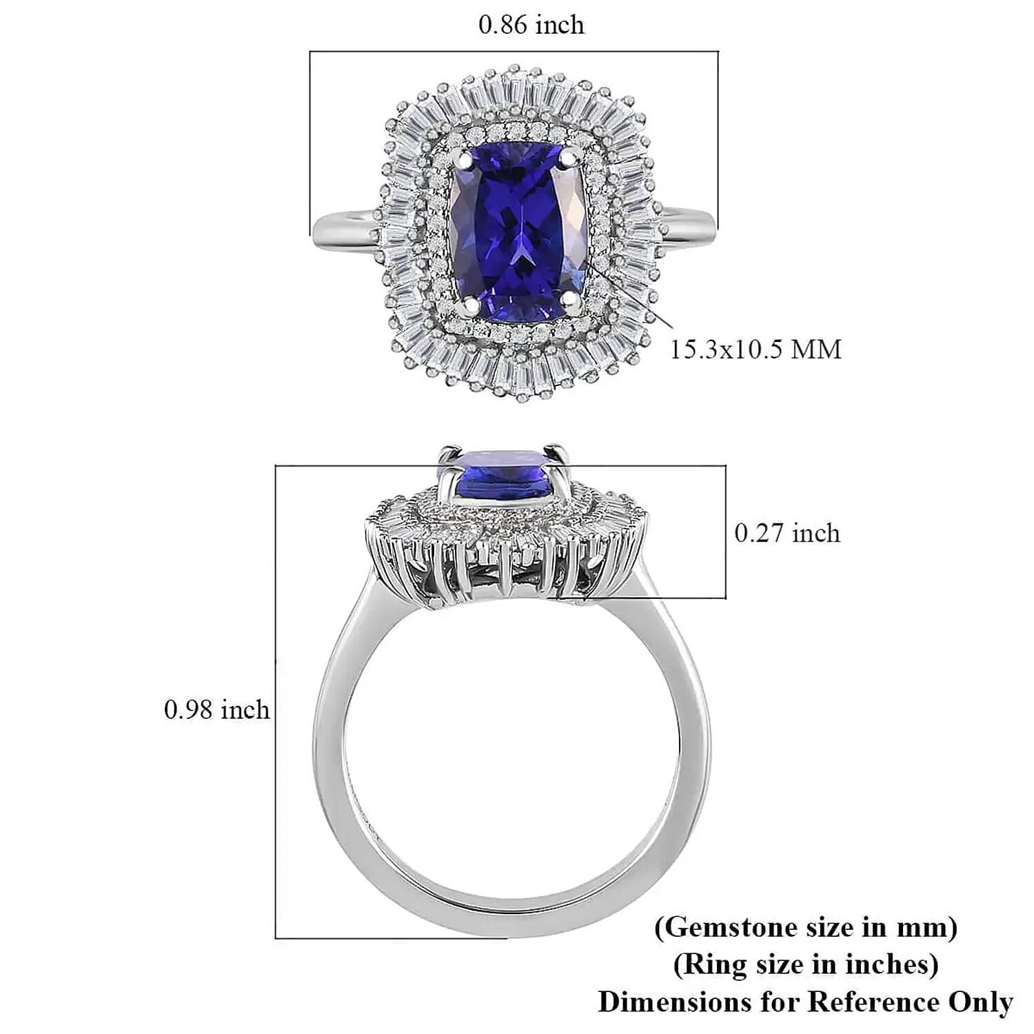Rhapsody 950 Platinum AAAA Tanzanite and Diamond 3.35 ctw Cocktail Ring, Halo Ring, Cocktail Ring, Tanzanite Ring 5.85 Grams (Size 7.0)