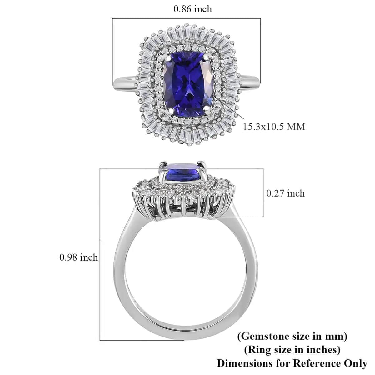 Rhapsody 950 Platinum AAAA Tanzanite and Diamond Cocktail Ring| Halo Ring| Cocktail Ring| Tanzanite Ring 5.85 Grams 3.15 ctw image number 5