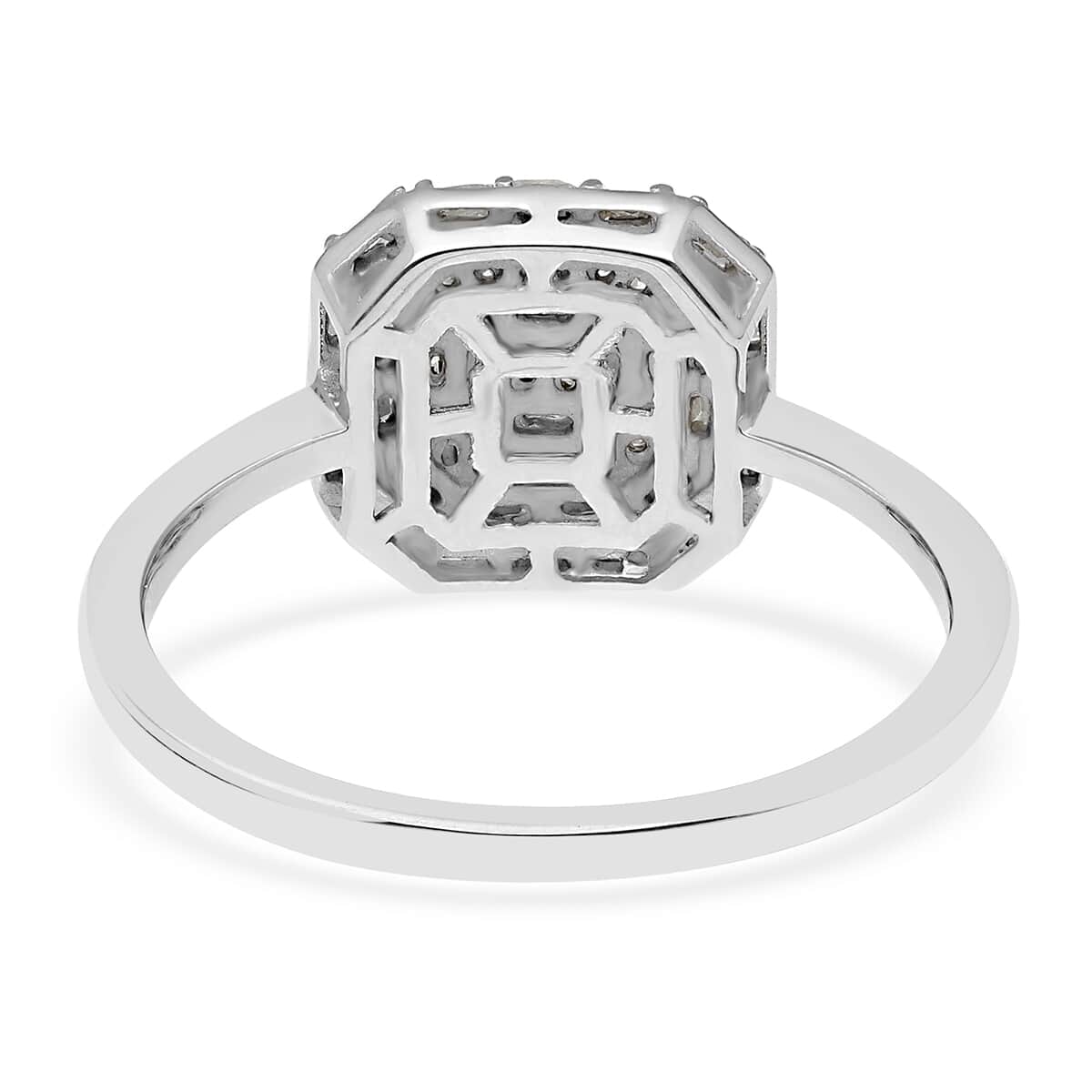 Diamond Cluster Ring in Platinum Over Sterling Silver (Size 8.0) 0.50 ctw image number 4