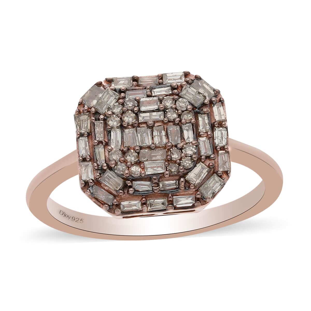 Natural Champagne Diamond Cluster Ring in Vermeil Rose Gold Over Sterling Silver (Size 7.0) 0.50 ctw image number 0