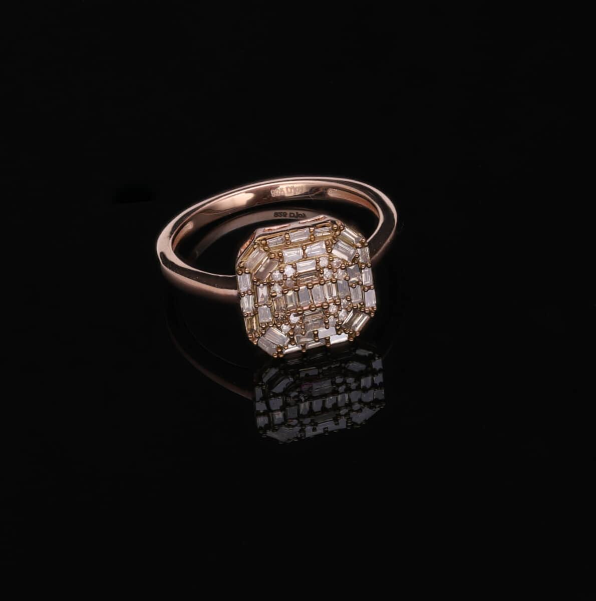 Natural Champagne Diamond Cluster Ring in Vermeil Rose Gold Over Sterling Silver (Size 7.0) 0.50 ctw image number 1