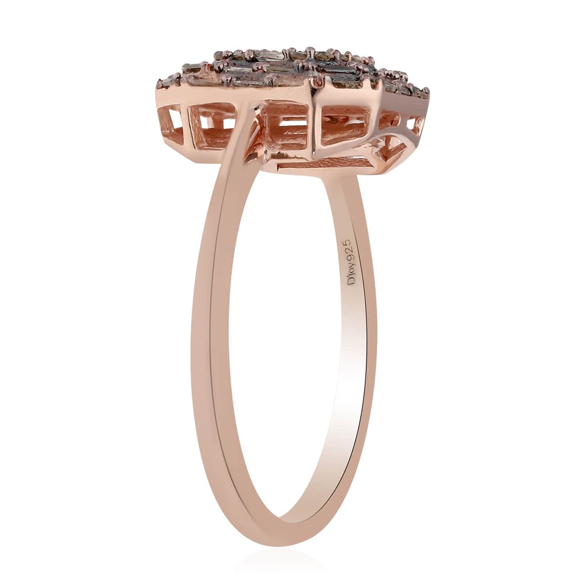 Natural Champagne Diamond Cluster Ring in Vermeil Rose Gold Over Sterling Silver (Size 7.0) 0.50 ctw image number 3