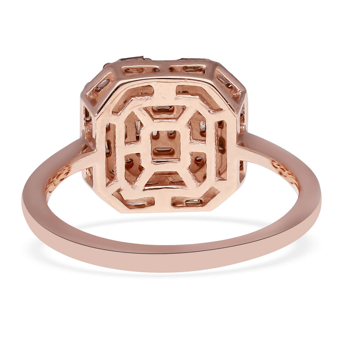 Natural Champagne Diamond Cluster Ring in Vermeil Rose Gold Over Sterling Silver (Size 7.0) 0.50 ctw image number 4