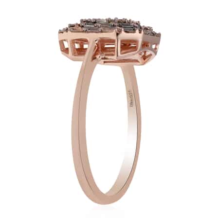 Natural Champagne Diamond Cluster Ring in Vermeil Rose Gold Over Sterling Silver (Size 8.0) 0.50 ctw image number 3