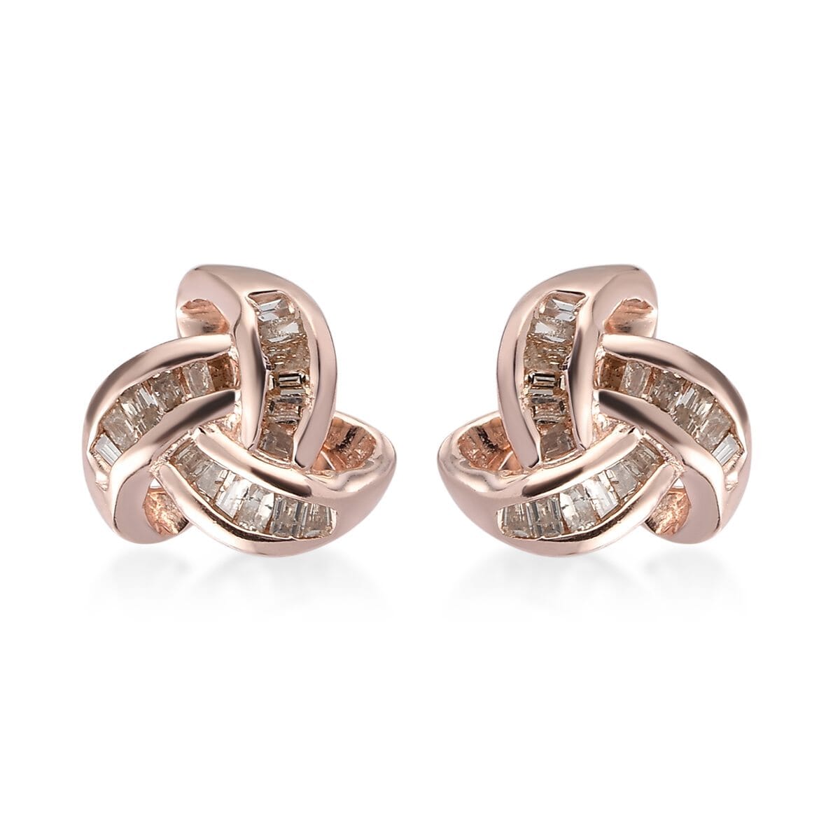 Natural Champagne Diamond Knotted Stud Earrings in 14K Rose Gold Over Sterling Silver 0.25 ctw image number 0