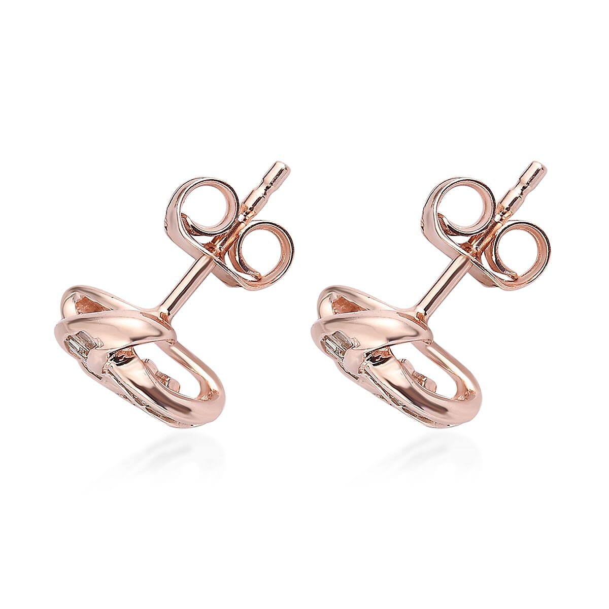 Natural Champagne Diamond Knotted Stud Earrings in 14K Rose Gold Over Sterling Silver 0.25 ctw