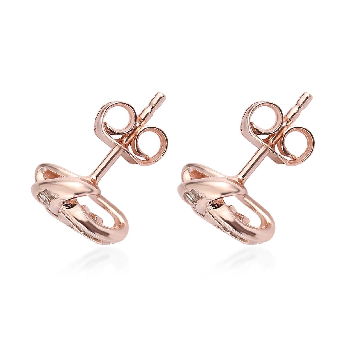 Natural Champagne Diamond Knotted Stud Earrings in 14K Rose Gold Over Sterling Silver 0.25 ctw image number 3