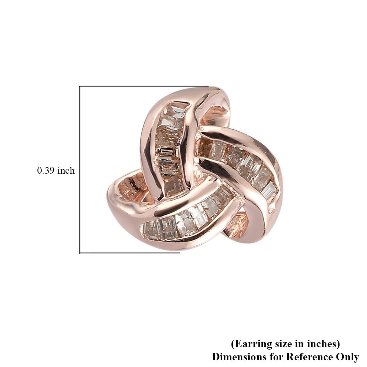Natural Champagne Diamond Knotted Stud Earrings in 14K Rose Gold Over Sterling Silver 0.25 ctw image number 4