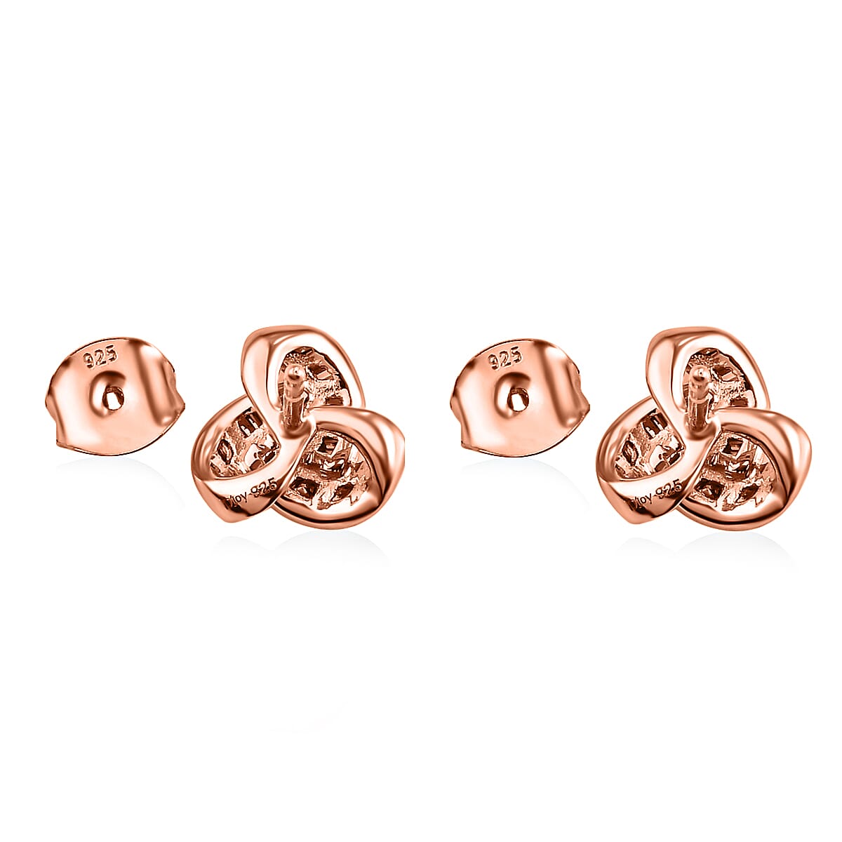Natural Champagne Diamond Knotted Stud Earrings in 14K Rose Gold Over Sterling Silver 0.25 ctw