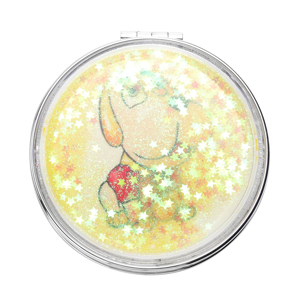 Austrian Crystal and Resin Enameled Dog Pendant Necklace in Dualtone 28 Inches with Compact Mirror image number 3
