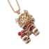 Austrian Crystal and Simulated Pearl Enameled Lion Pendant Necklace in Dualtone 28 Inches with Compact Mirror image number 3
