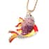 Multi Color Austrian Crystal and Enameled Fish Pendant Necklace in Dualtone 28 Inches with Compact Mirror image number 1