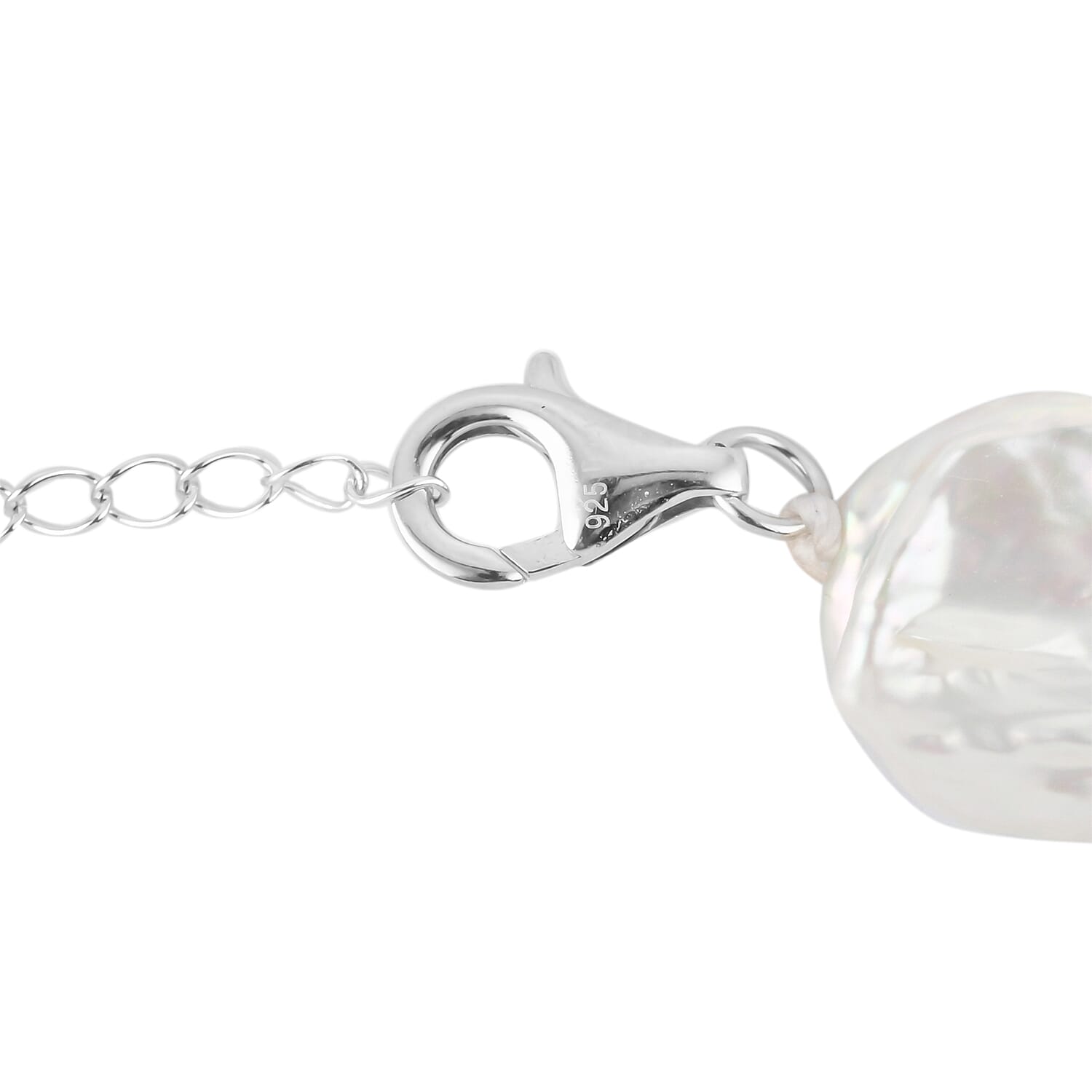 White Keshi Cultured Pearl Bracelet in Sterling Silver (8-10In)
