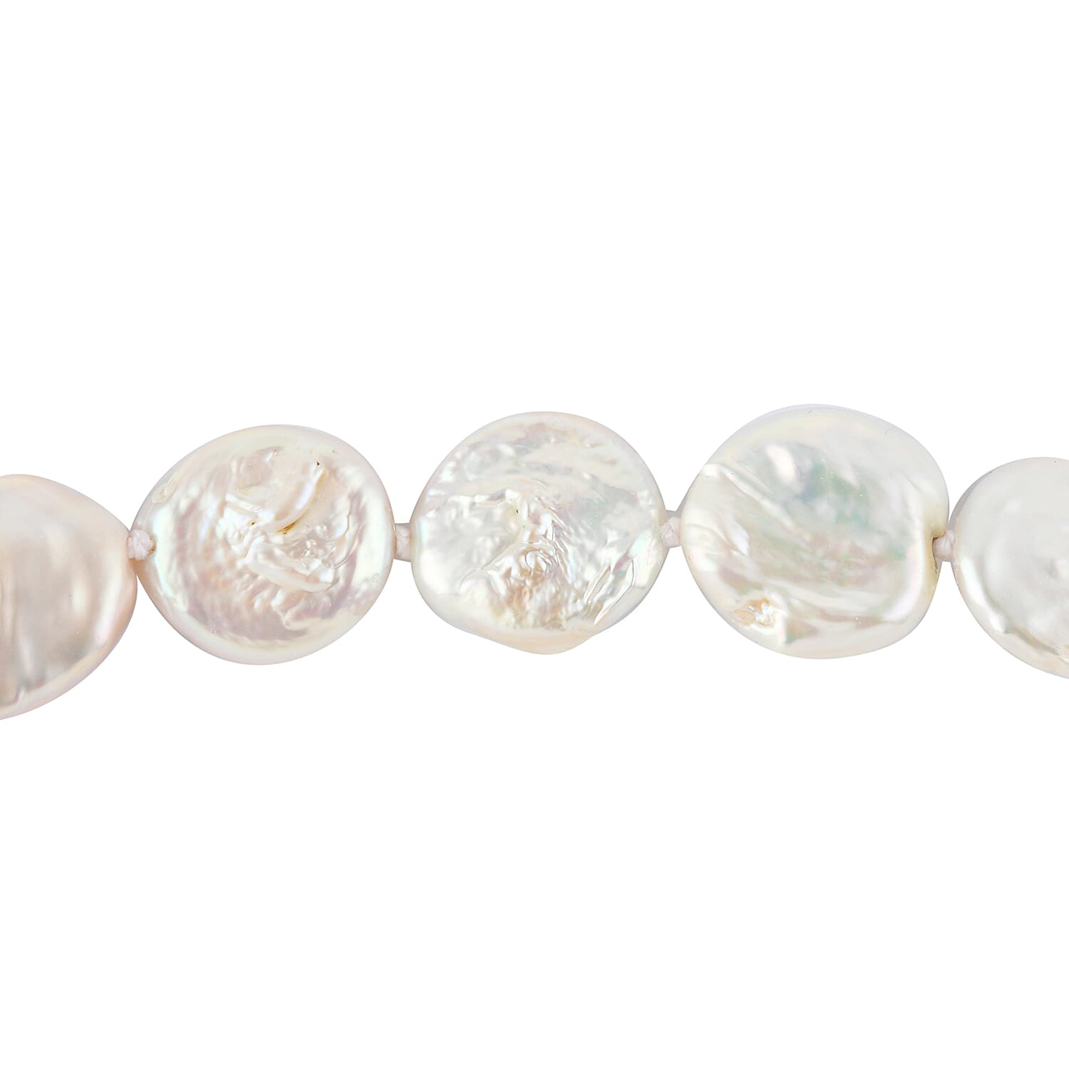 White Keshi Cultured Pearl Bracelet in Sterling Silver (8-10In)