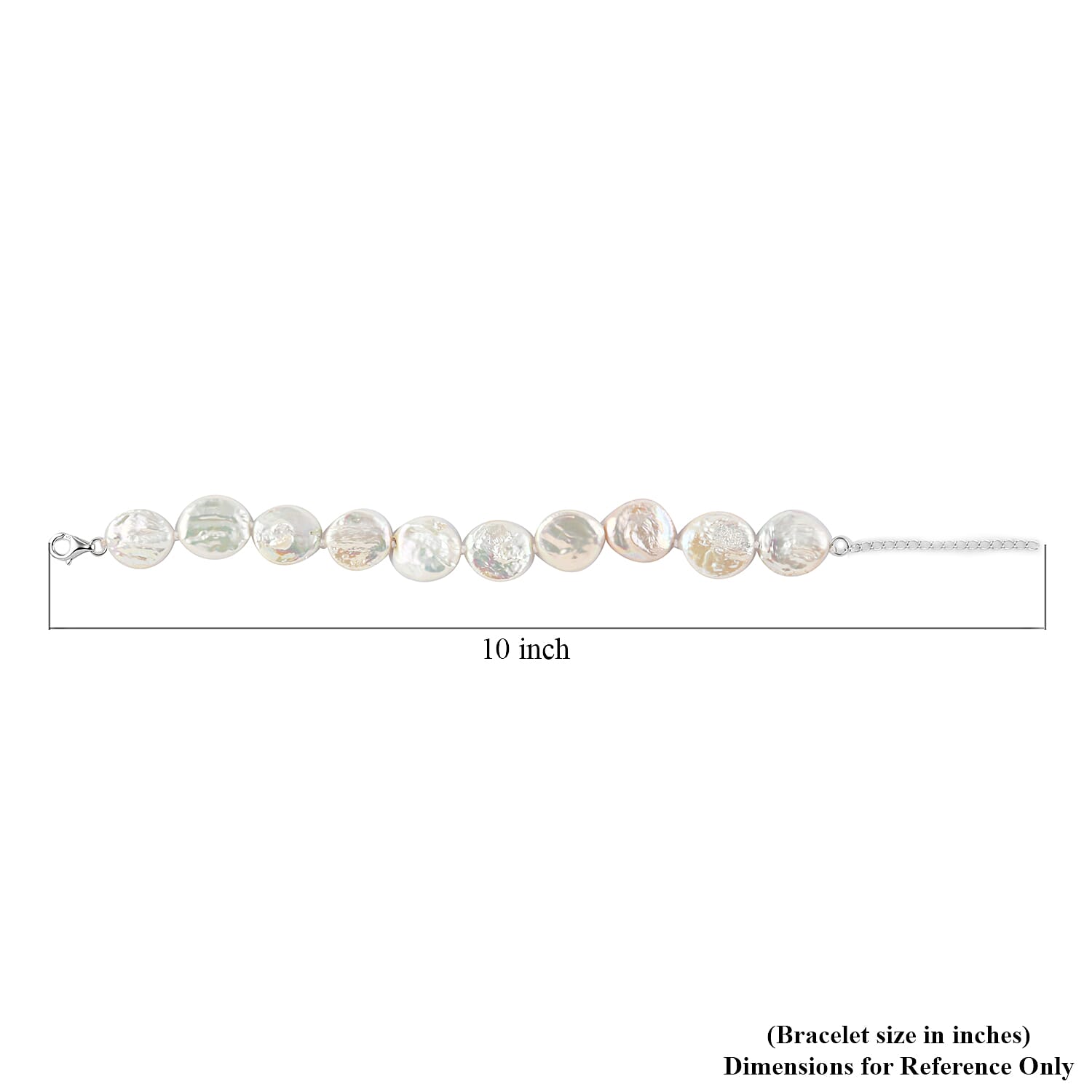 White Keshi Cultured Pearl Bracelet in Sterling Silver (8-10In)