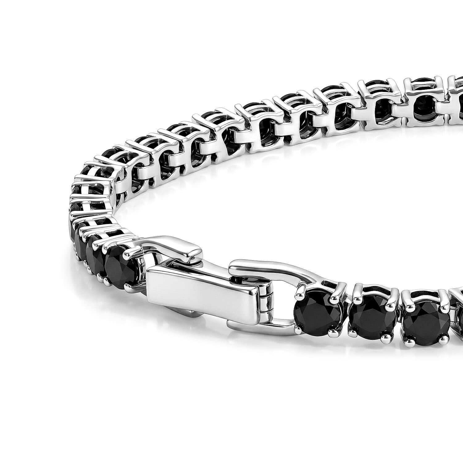 Silver Shungite 11.75 ctw Bracelet in Platinum Over Sterling Silver (7.25 In)