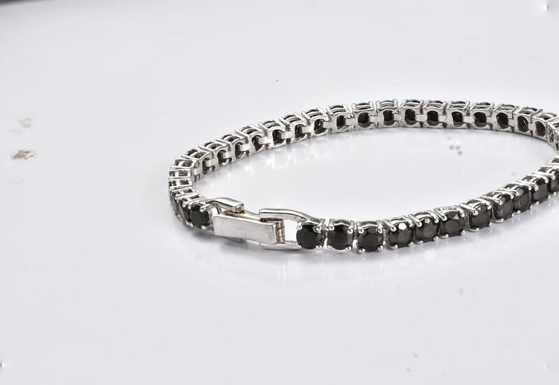 Silver Shungite 11.75 ctw Bracelet in Platinum Over Sterling Silver (7.25 In)