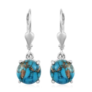 D'Joy Matrix Chestnut Brine Turquoise 4.25 ctw Lever Back Earring in Sterling Silver
