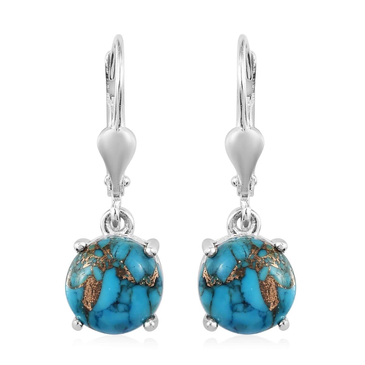 Matrix Chestnut Brine Turquoise Lever Back Earring in Sterling Silver 4.25 ctw image number 0