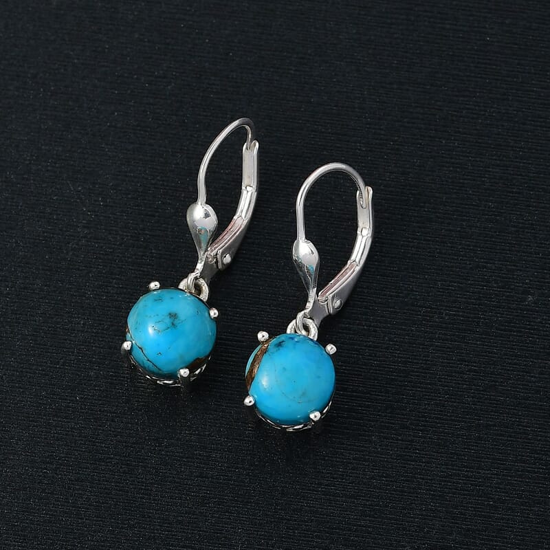 D'Joy Matrix Chestnut Brine Turquoise 4.25 ctw Lever Back Earring in Sterling Silver