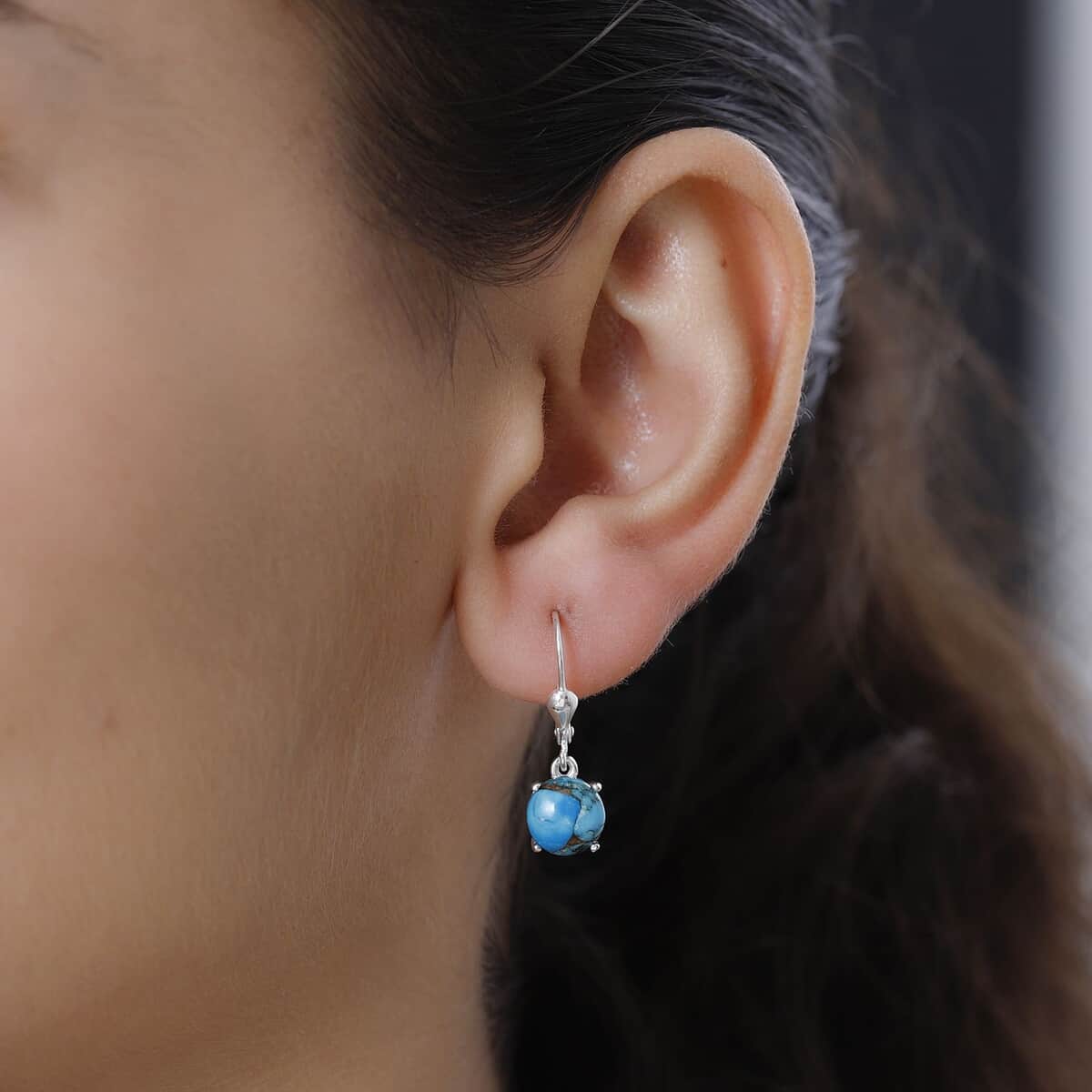 Matrix Chestnut Brine Turquoise Lever Back Earring in Sterling Silver 4.25 ctw image number 1