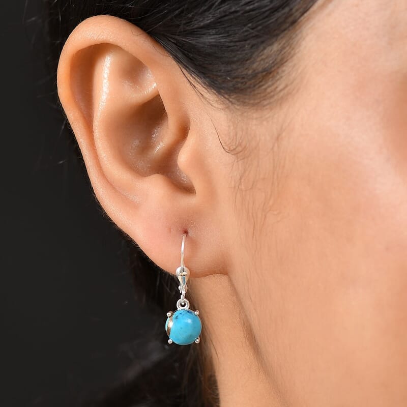 D'Joy Matrix Chestnut Brine Turquoise 4.25 ctw Lever Back Earring in Sterling Silver