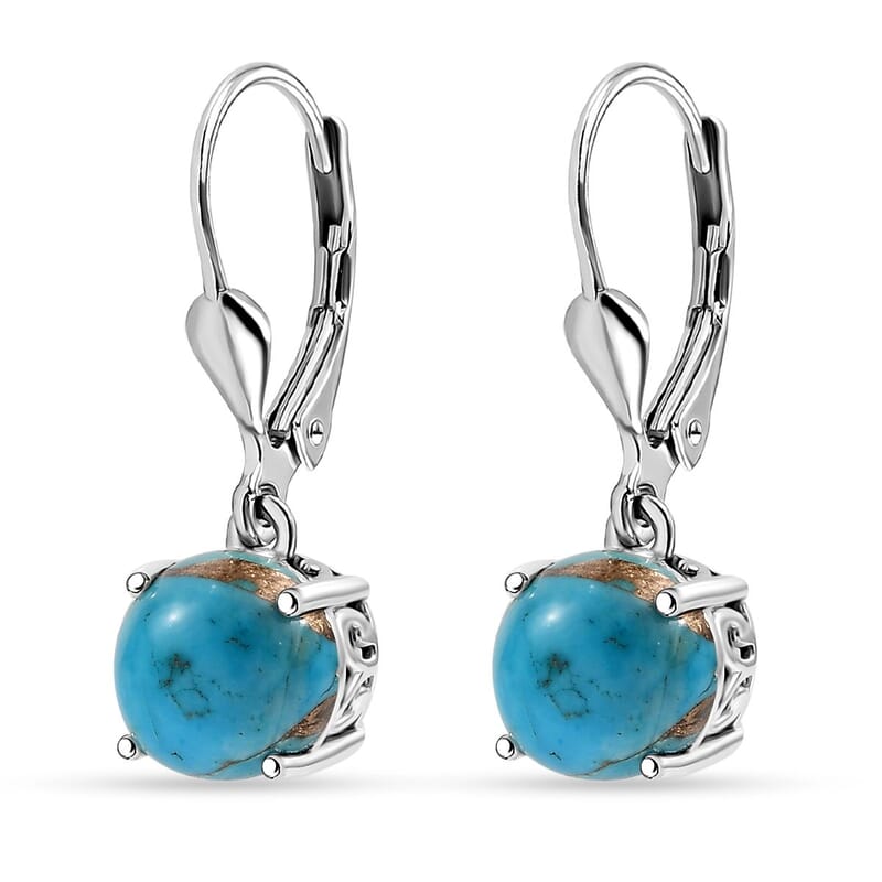 D'Joy Matrix Chestnut Brine Turquoise 4.25 ctw Lever Back Earring in Sterling Silver