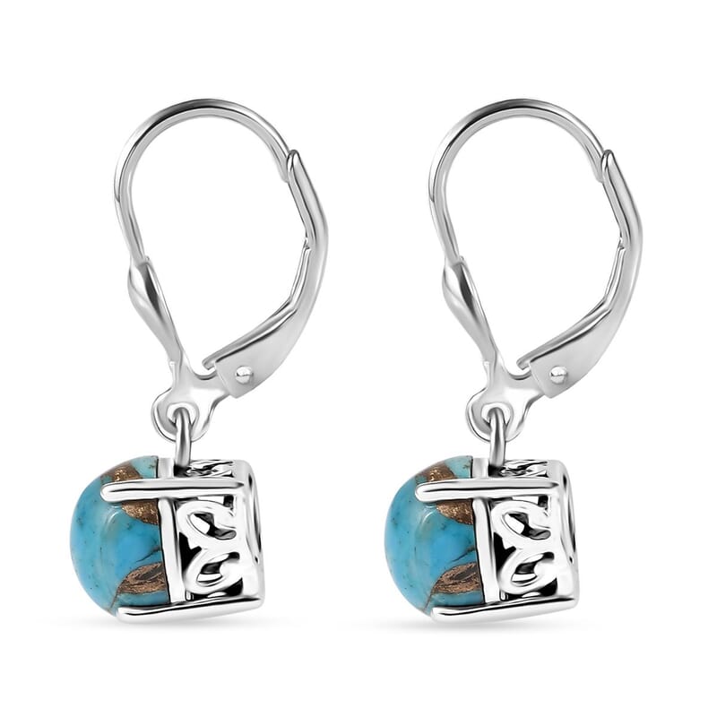 D'Joy Matrix Chestnut Brine Turquoise 4.25 ctw Lever Back Earring in Sterling Silver