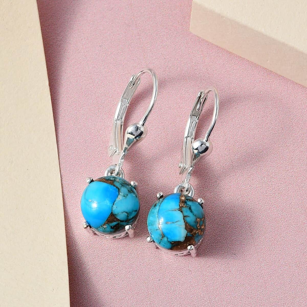 Matrix Chestnut Brine Turquoise Lever Back Earring in Sterling Silver 4.25 ctw image number 4