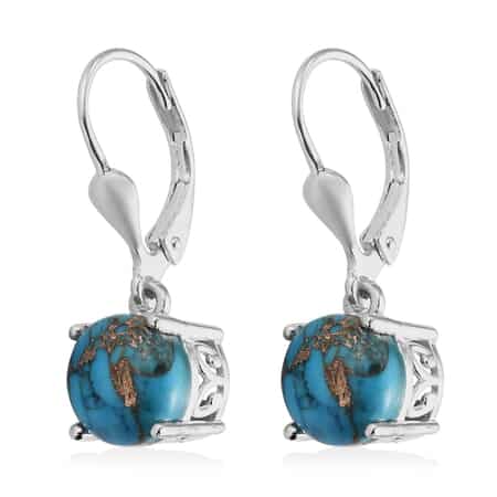 Matrix Chestnut Brine Turquoise Lever Back Earring in Sterling Silver 4.25 ctw image number 5