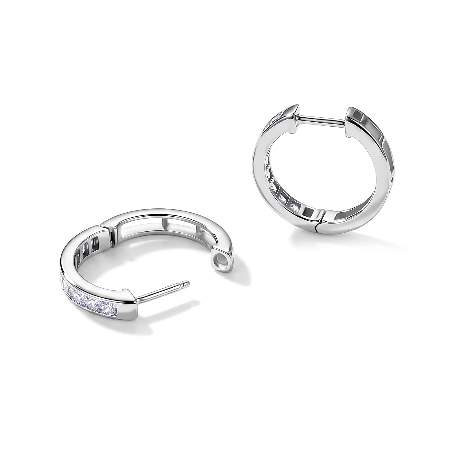 Simulated Diamond Earrings in Platinum Over Sterling Silver
