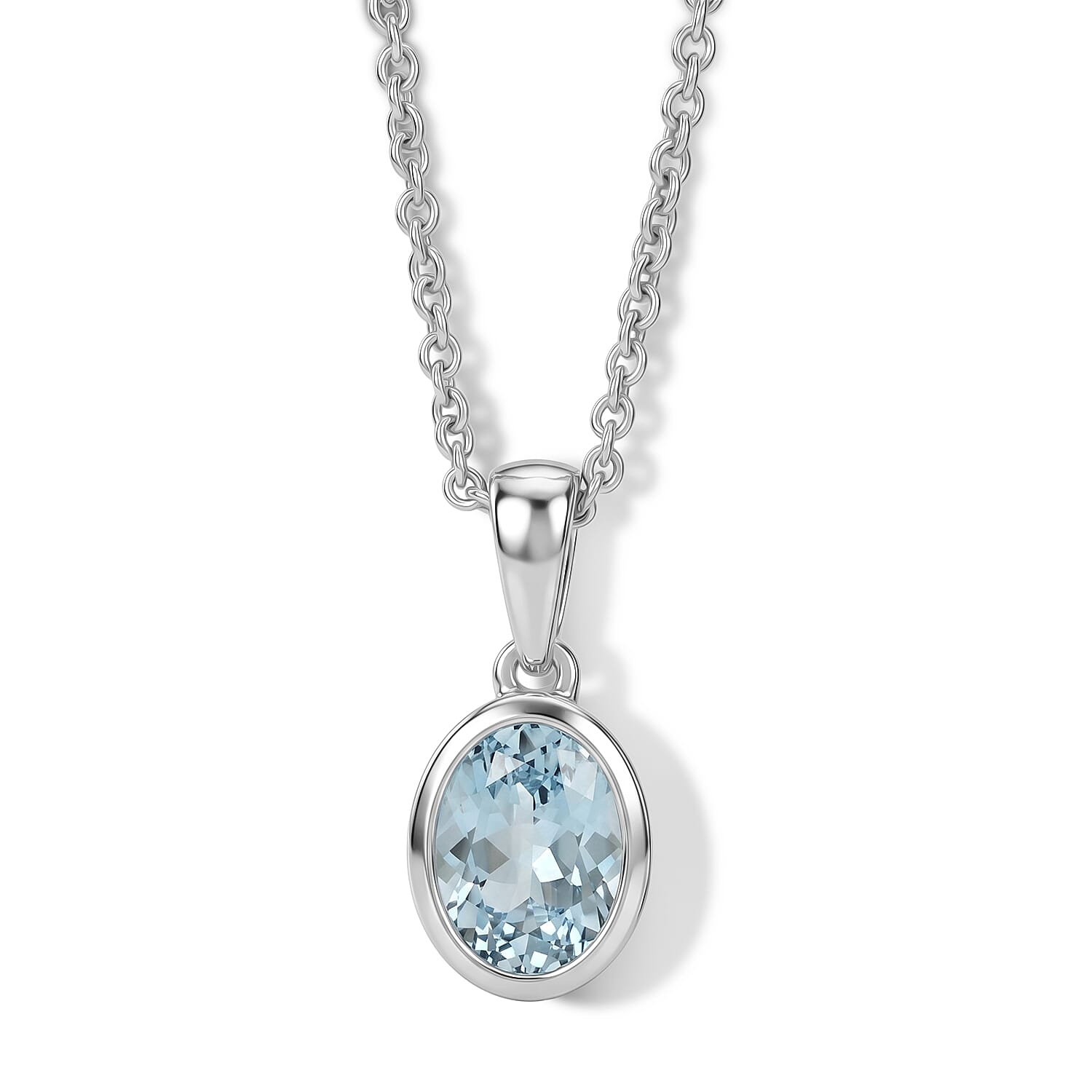 Brazilian Aquamarine 0.75 ctw Pendant Necklace in Platinum Over Sterling Silver 20 Inches
