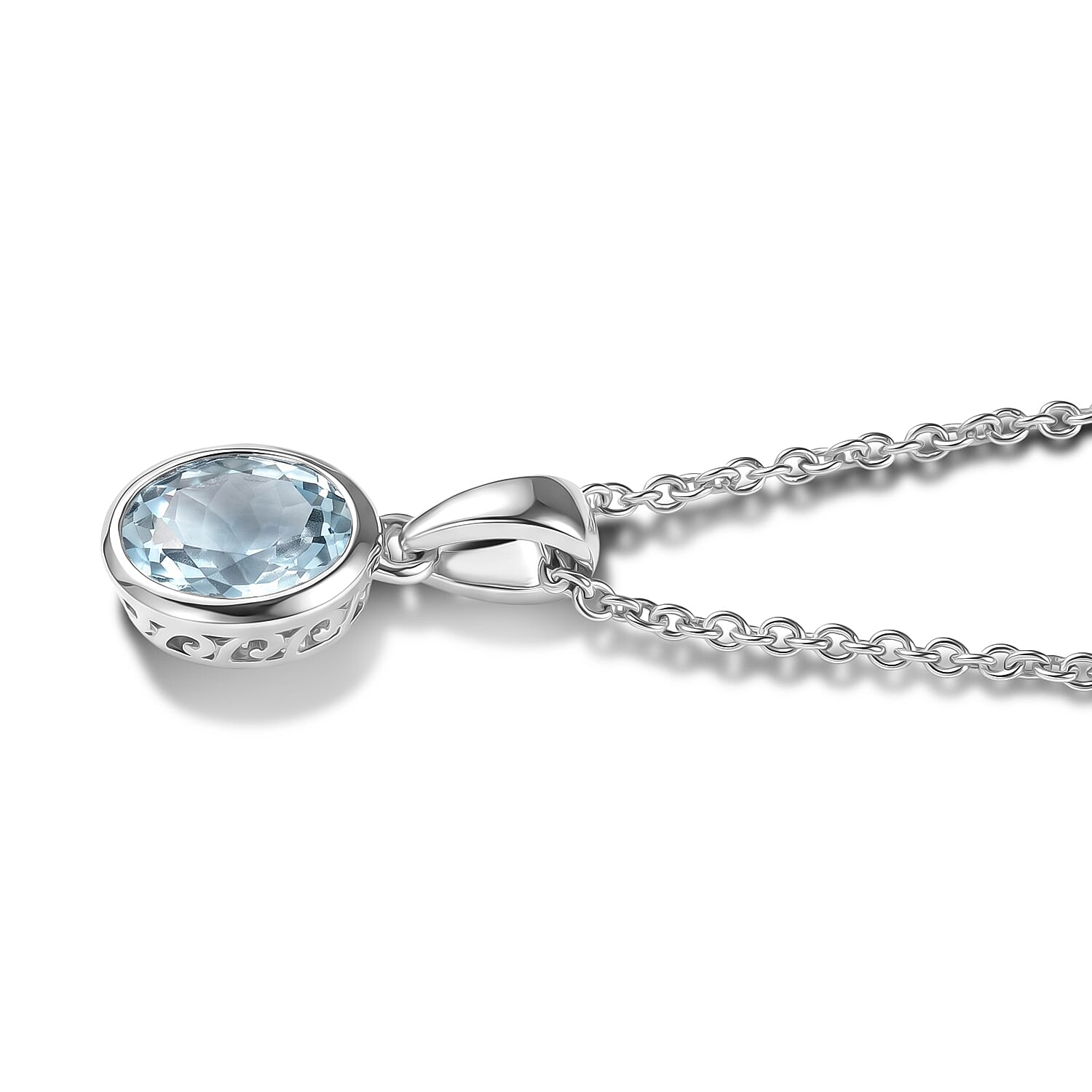 Brazilian Aquamarine 0.75 ctw Pendant Necklace in Platinum Over Sterling Silver 20 Inches
