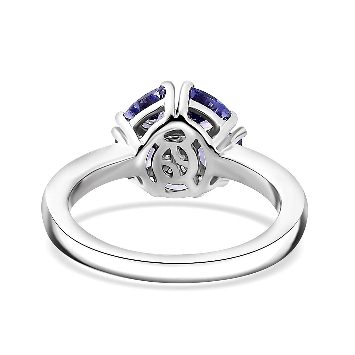 Tanzanite Floral Ring in Platinum Over Sterling Silver (Size 10.0) 1.15 ctw image number 4