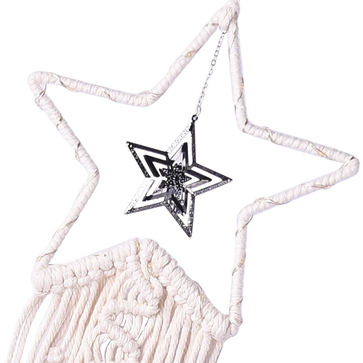 Beige Star-shaped Dream Catcher with LED Light (CR2032x2 Included) image number 6