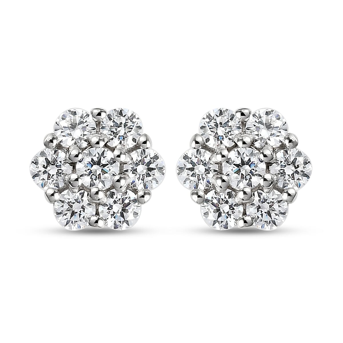 Lustro Stella Finest CZ Earrings in PlatInum Over Sterling Silver 1.60 ctw