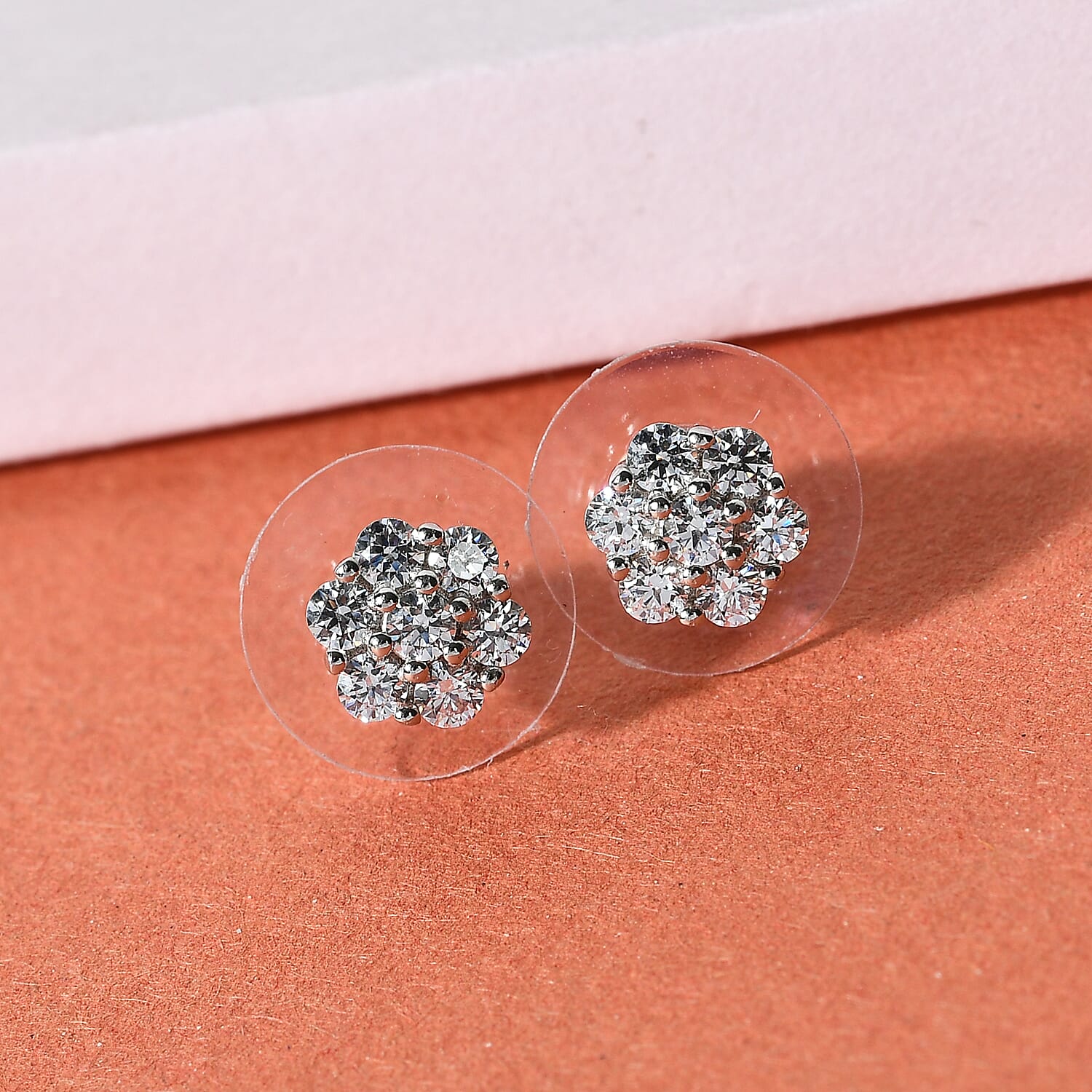 Lustro Stella Finest CZ Earrings in PlatInum Over Sterling Silver 1.60 ctw
