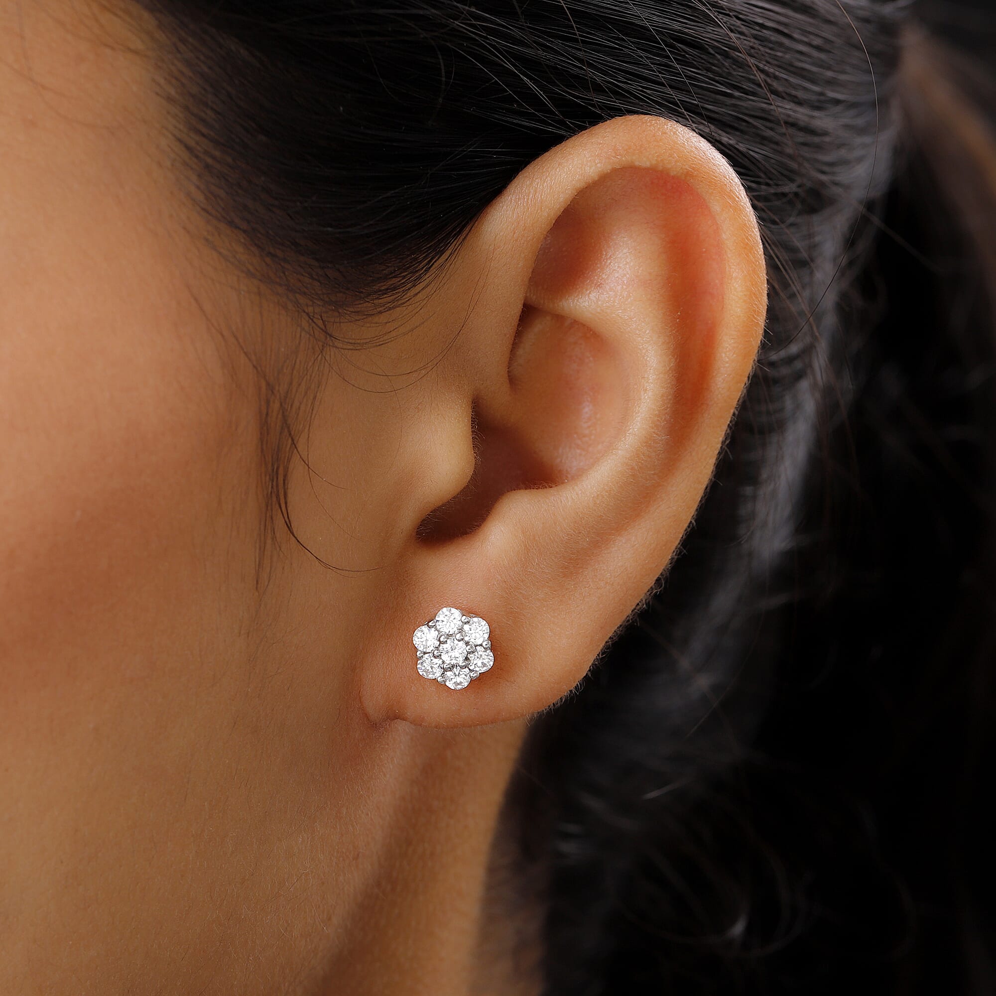 Lustro Stella Finest CZ Earrings in PlatInum Over Sterling Silver 1.60 ctw