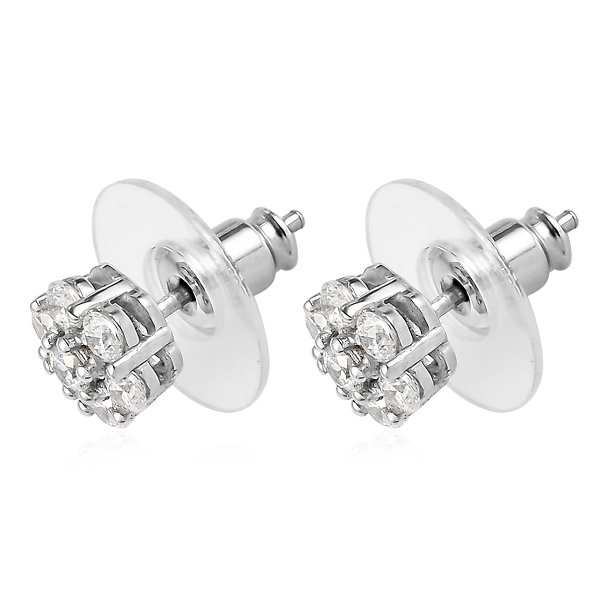 Lustro Stella Finest CZ Earrings in PlatInum Over Sterling Silver 1.60 ctw