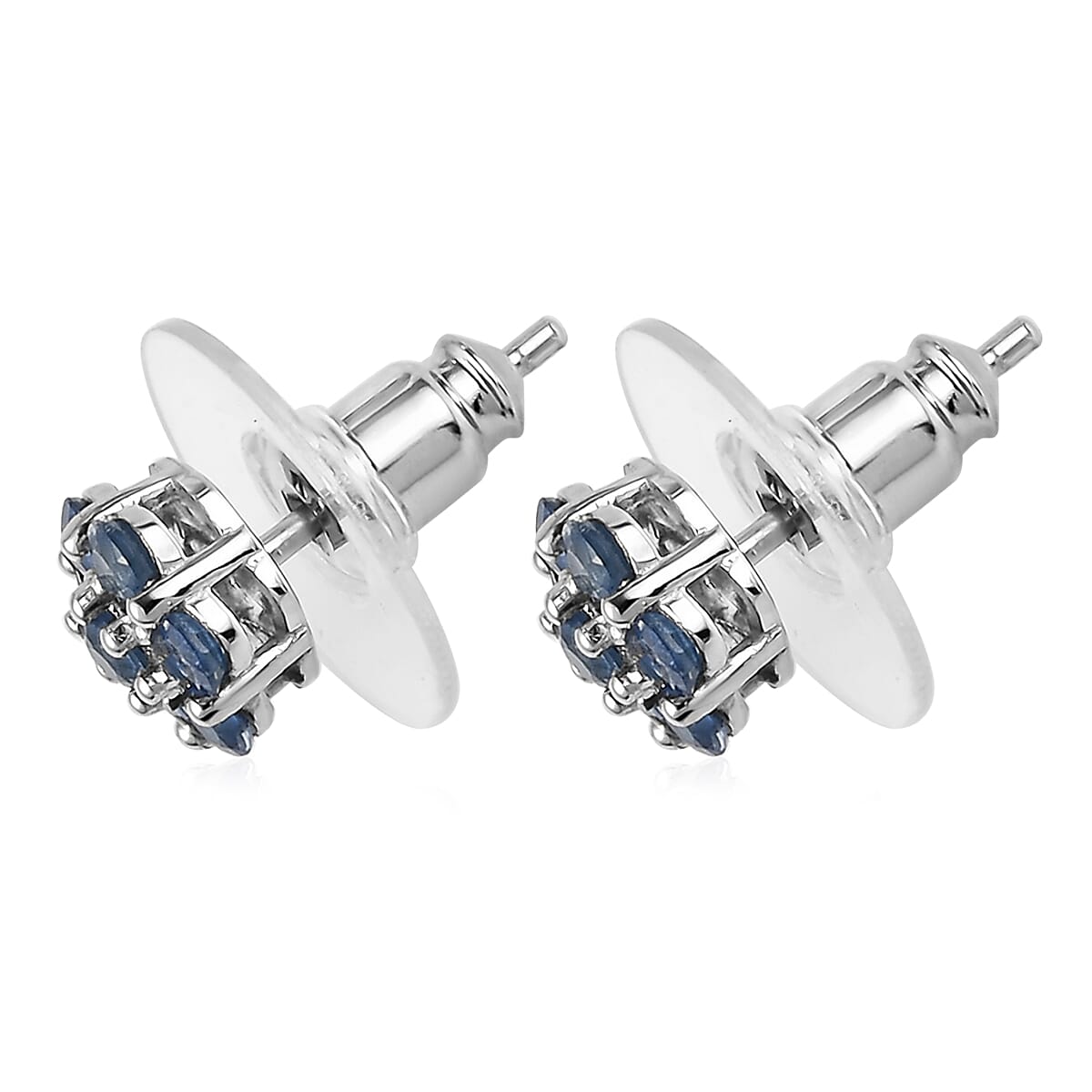 Kanchanaburi Blue Sapphire 1.30 ctw Earrings in Platinum Over Sterling Silver