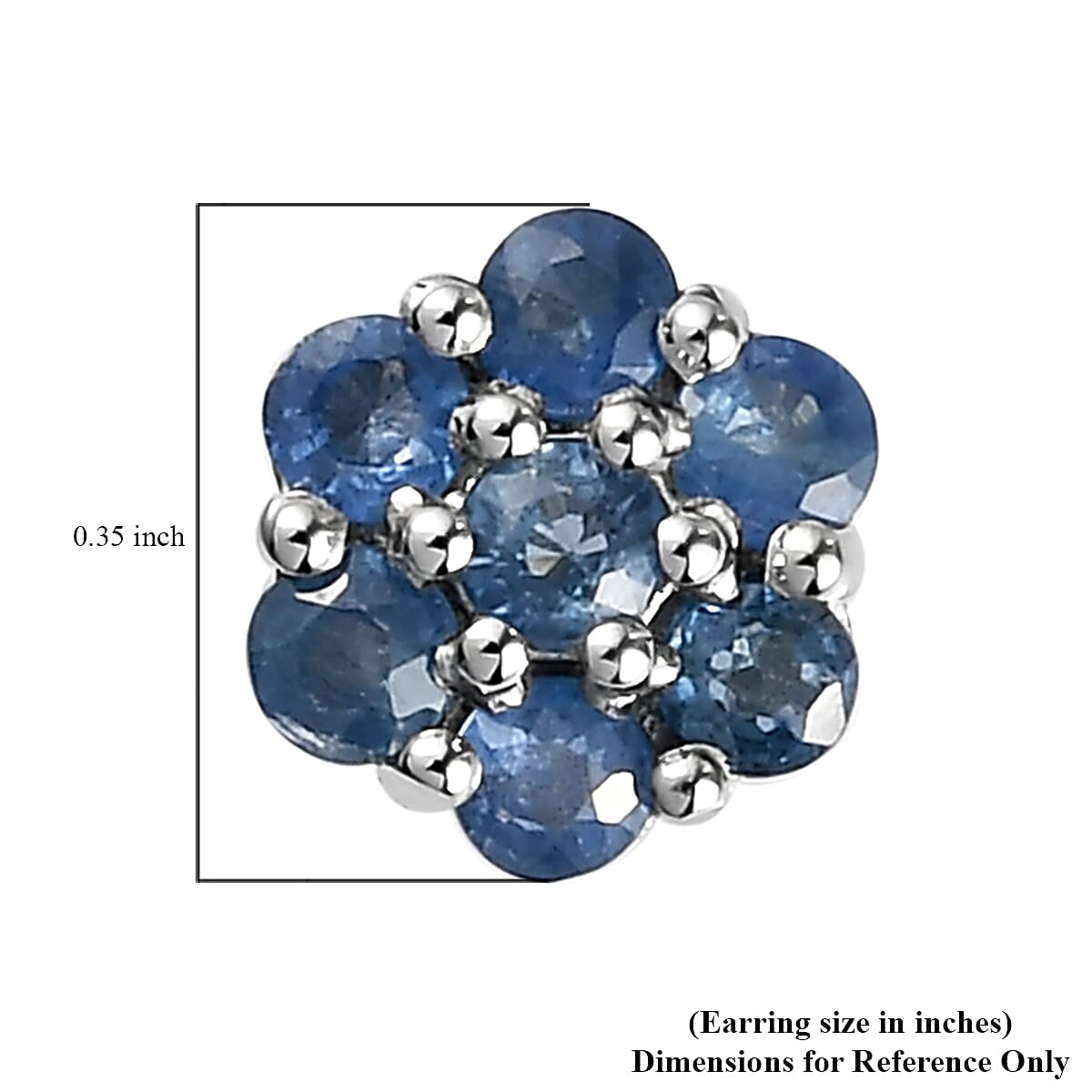 Kanchanaburi Blue Sapphire 1.30 ctw Earrings in Platinum Over Sterling Silver