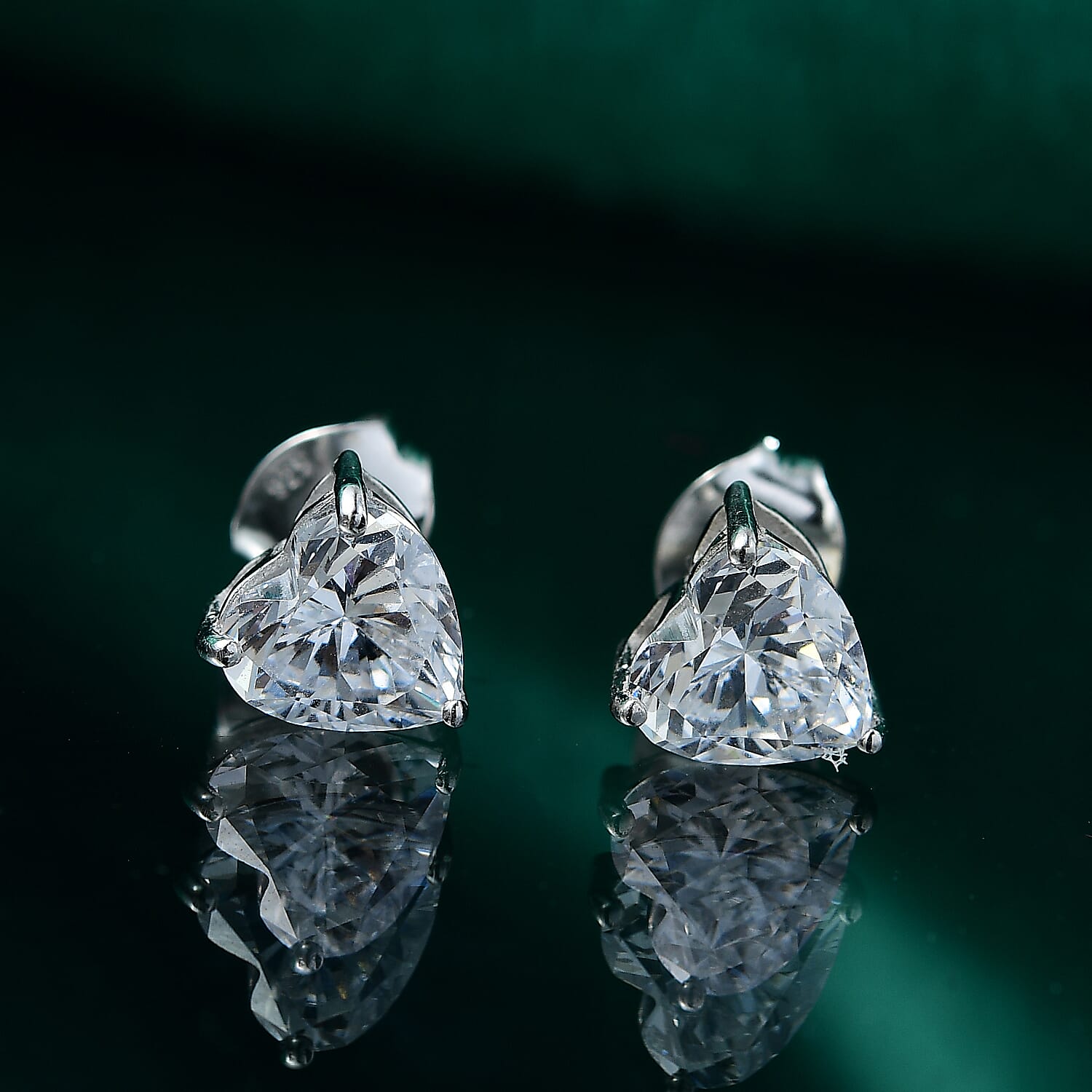 J Francis Embellished with Zirconia by Swarovski 4.25 ctw Heart Earrings in Platinum Over Sterling Silver