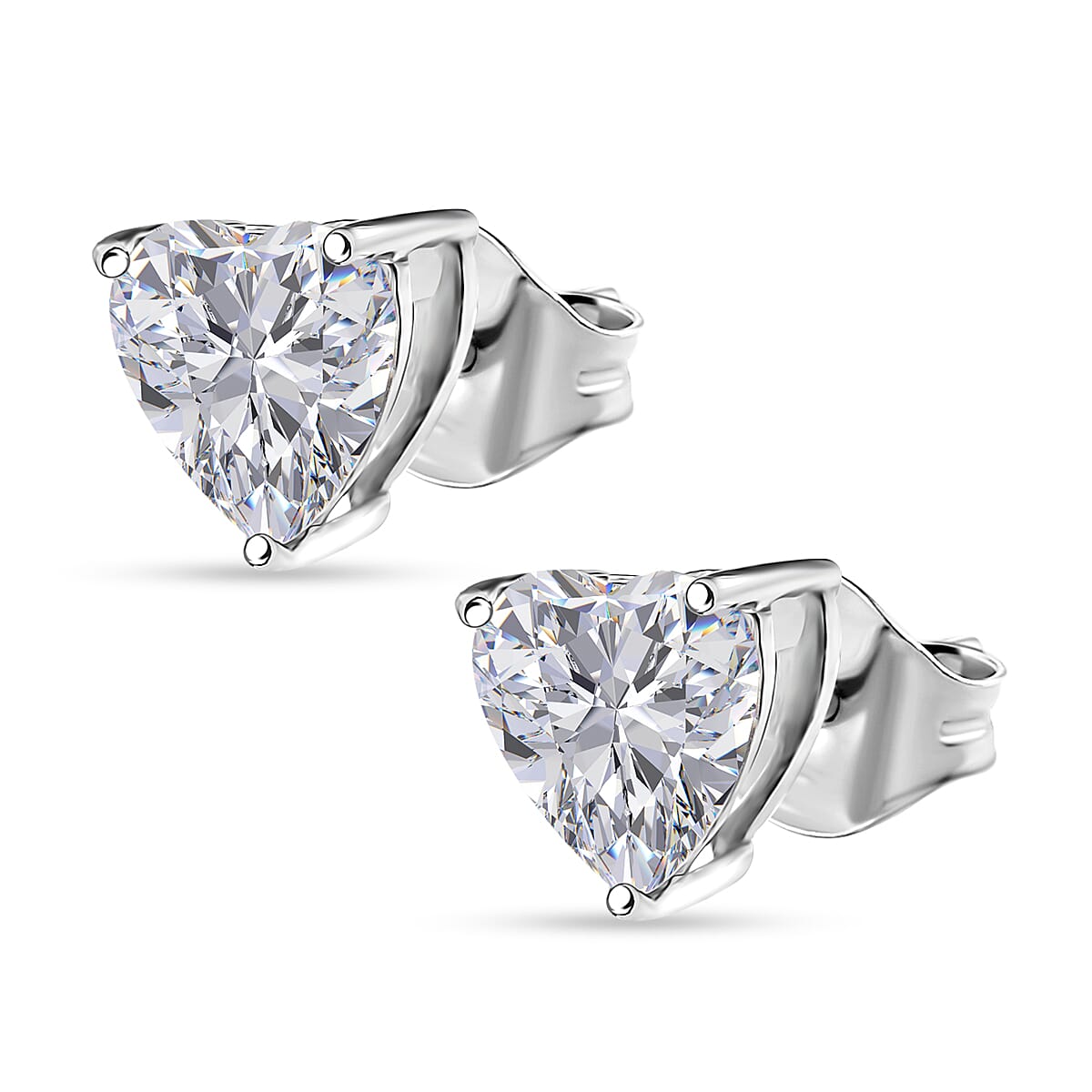 J Francis Embellished with Zirconia by Swarovski 4.25 ctw Heart Earrings in Platinum Over Sterling Silver