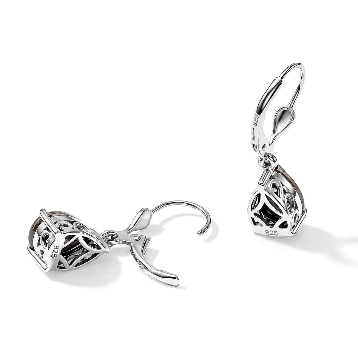 Silver Shungite 2.20 ctw Earrings in Platinum Over Sterling Silver image number 1