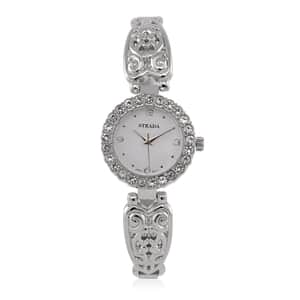 Strada Austrian Crystal Japanese Movement Water Resistant Bracelet Watch in Stainless Steel Strap and Back (6.5-7 in)