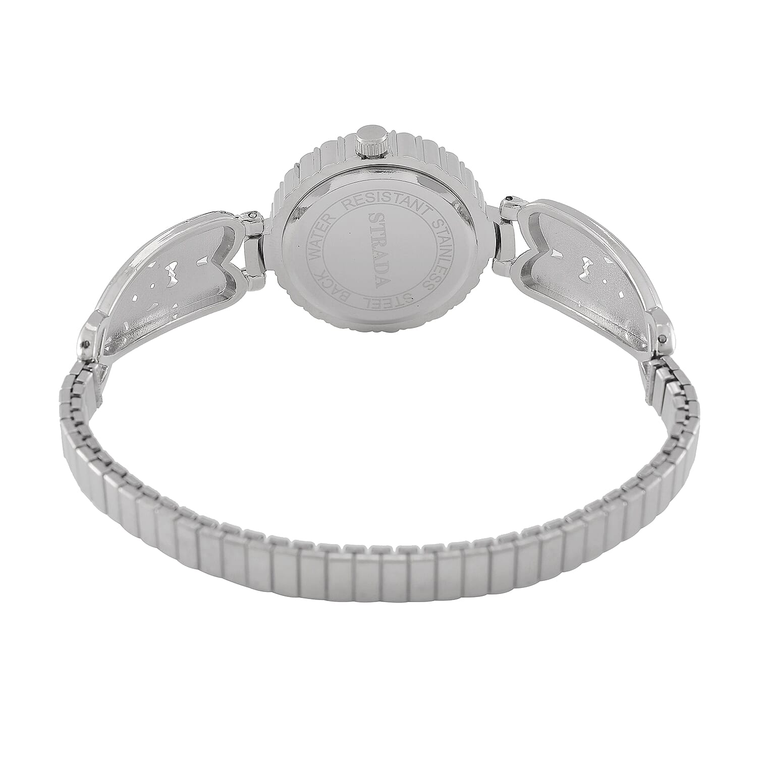 Strada stretchable Austrian Crystal Japanese Movement Water Resistant Bracelet Watch in Stainless Steel Strap and Back (9 In)