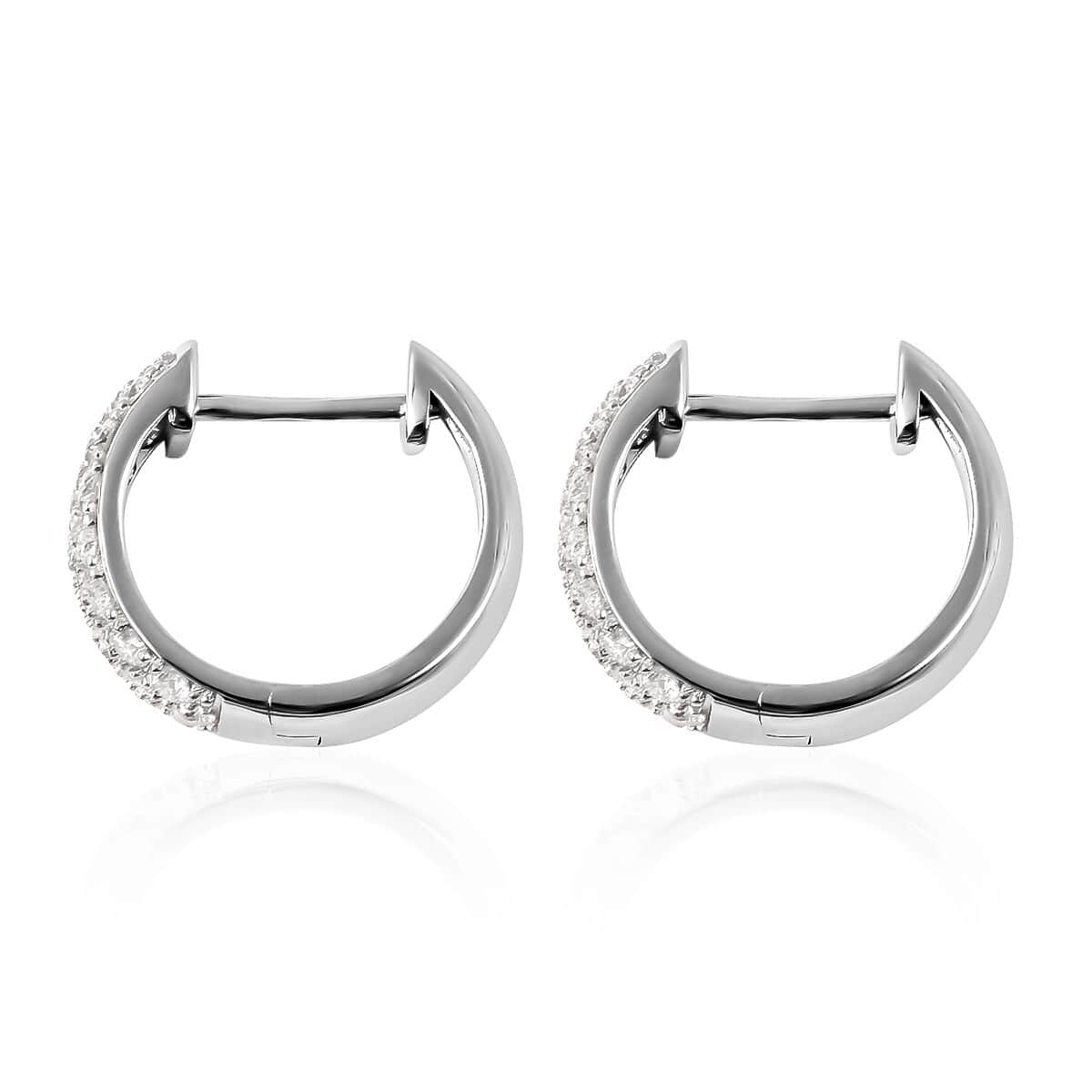 Moissanite Huggie Hoop Earrings in Sterling Silver 1.25 ctw image number 3